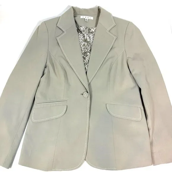 Cabi Women 6 Jacket 8 Pants Suit Gray Greige Stitching Professional Career - Picture 3 of 14